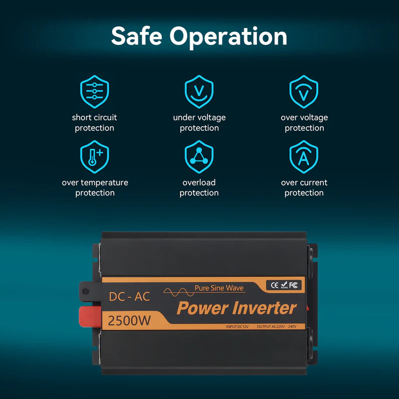 2500W DC 12V AC 220V EU Power Inverter
