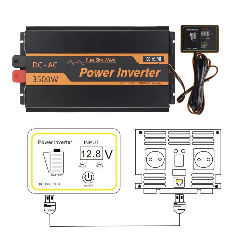 3500W DC 12V AC 220V EU Power Inverter